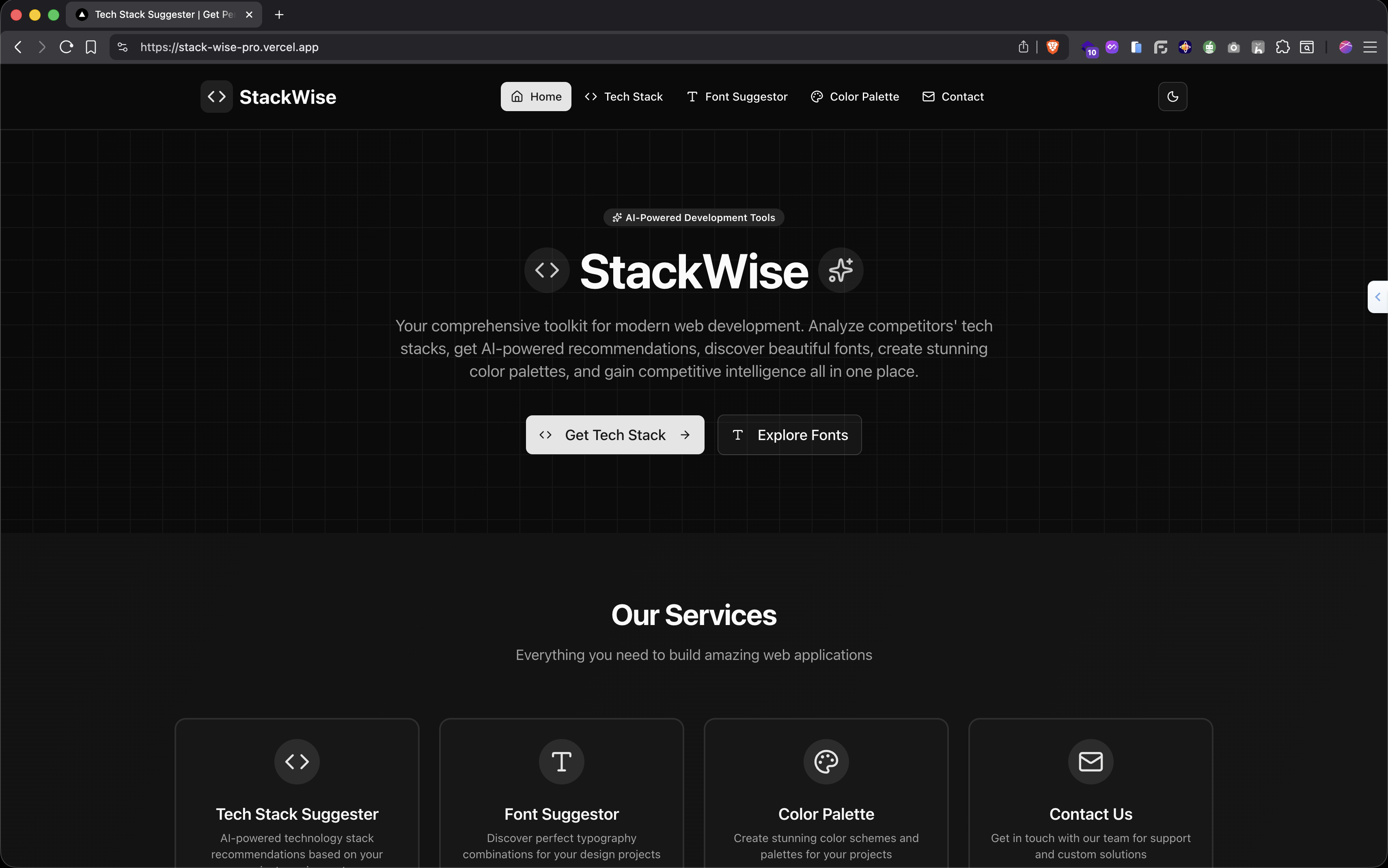 Stack Wise (Tech Stack Suggester) - slide 1